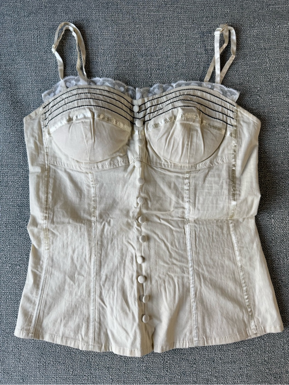 NWOT White Corset Bustier Cami Top | Padded Cups | Adjustable Straps | Size S